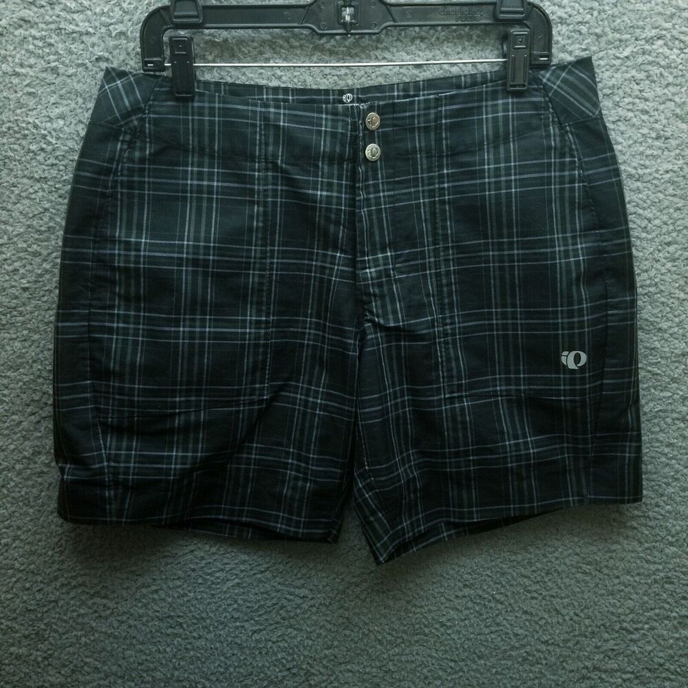 Pearl Izumi Women's L Plaid Black Chino Shorts 34.25" 7" 10"